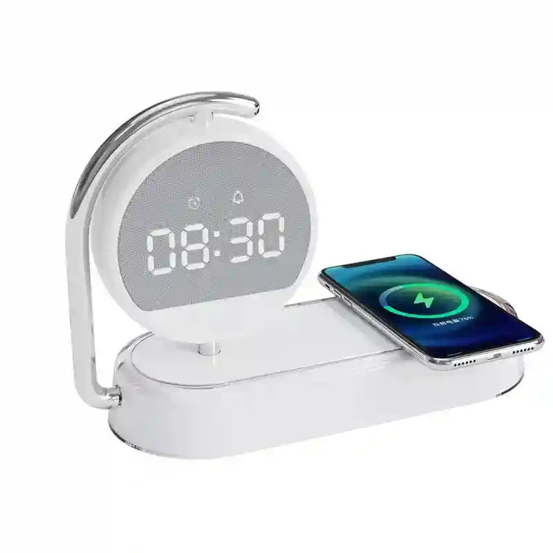 Wireless Charger Alarm Clock, 15W Fast Qi Certified Charging Pad - White Tidesmit