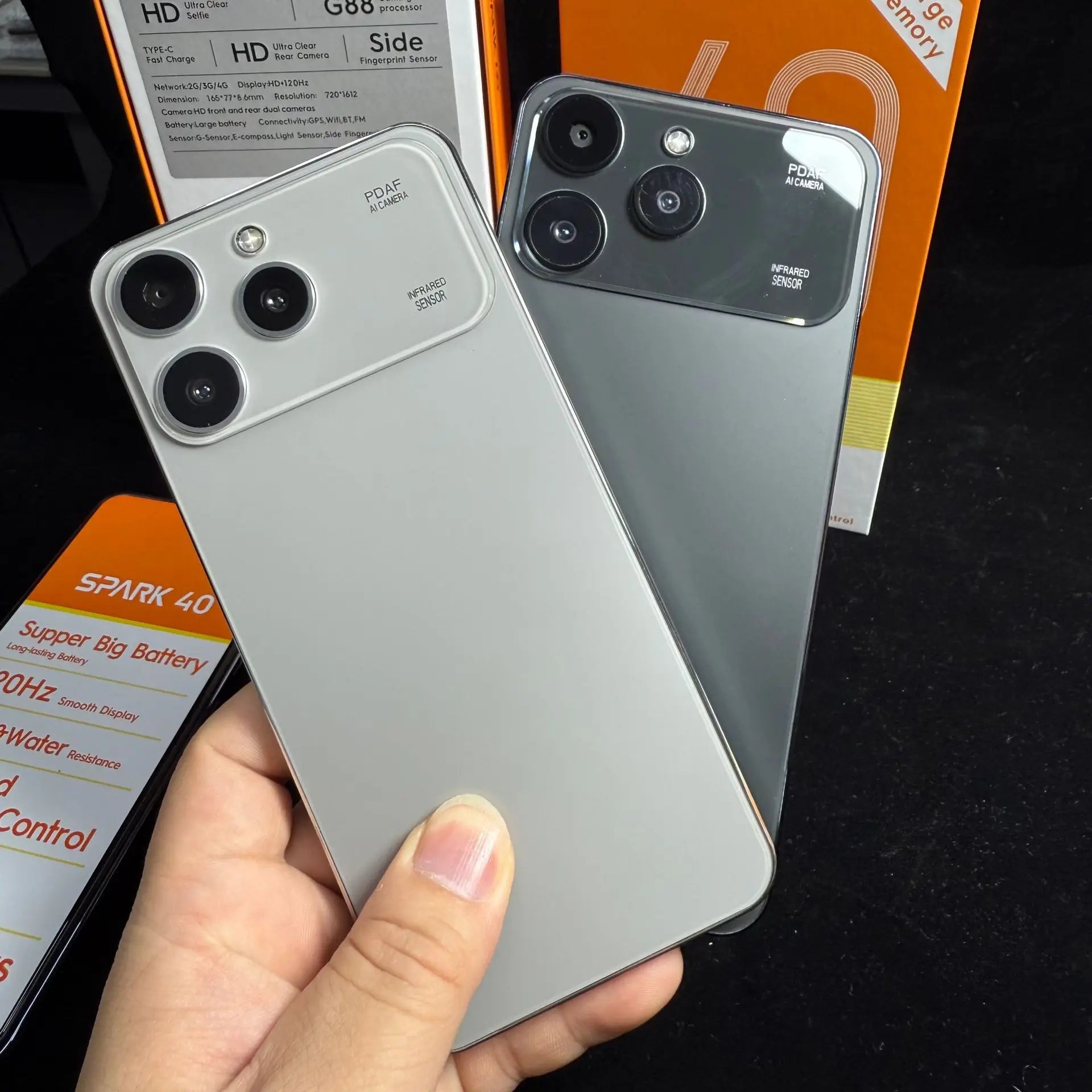 Spark 40 5G Smartphone with 16GB RAM 1TB storage 108MP camera and fast charging display side profile view