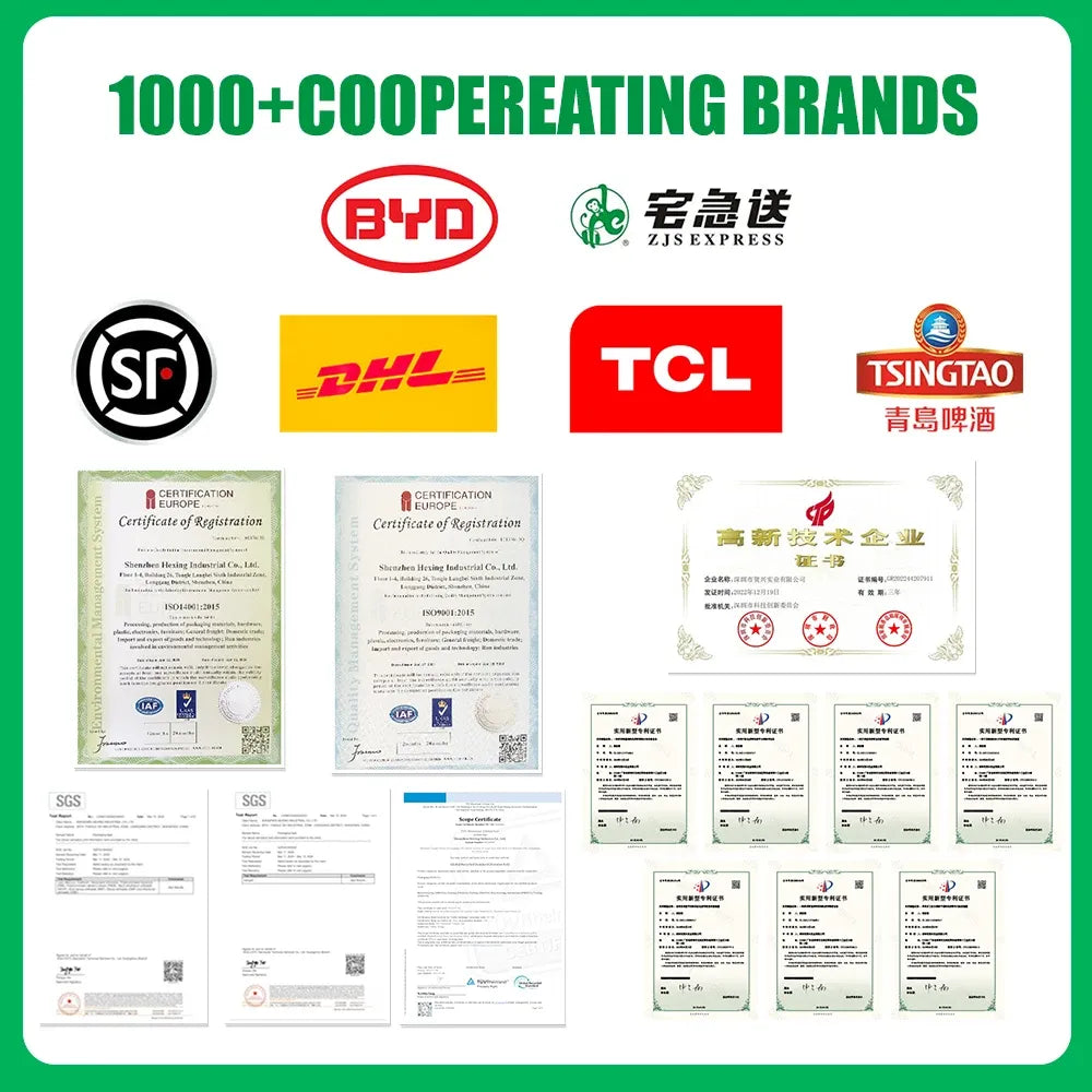 Cloth duct tape product page with certification document panel and company logos