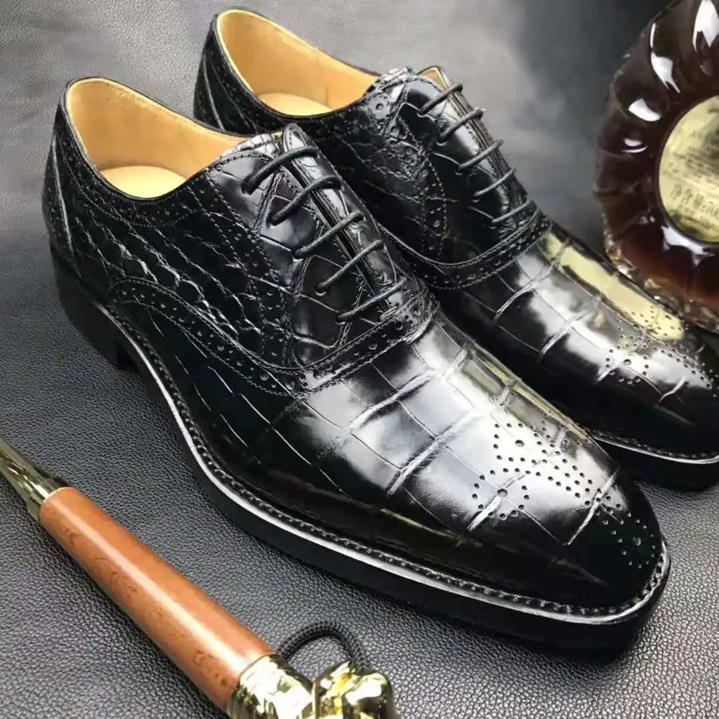 Goodyear Chic Alligator Shoes Men Original Chaussures Hommes Genuine Crocodile Leather Shoes for Men Comfortable Men's Shoes
