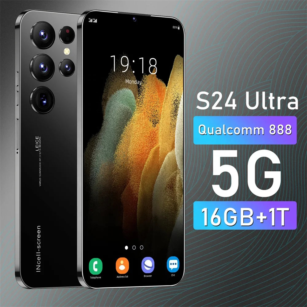 Hot Sale S24 Ultra 5G Smartphone 16GB+1TB 7.3 Inch HD Screen Android 13 Dual Card Unlocked High Quality Mobile Phone