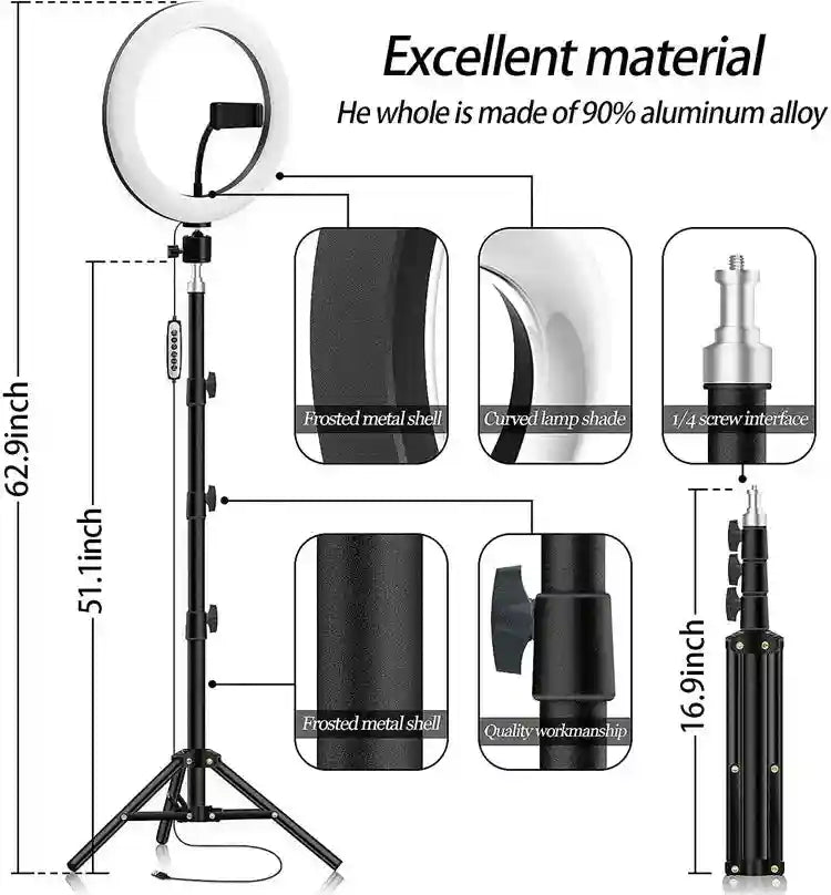10 Inch LED Ring Light BR-10CRGB - Adjustable Content Creation Lighting Tidesmit