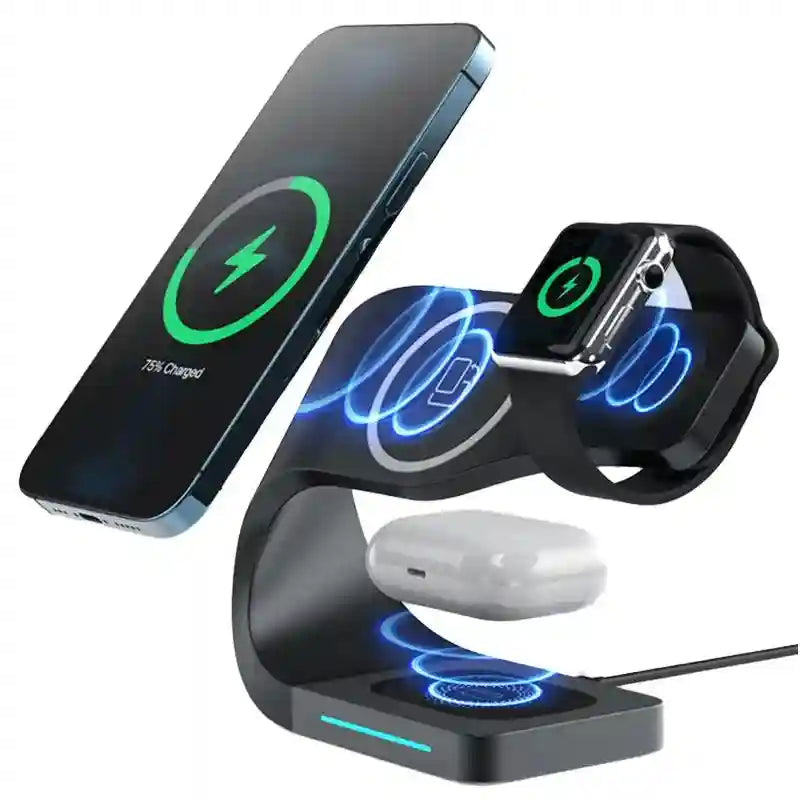 4-in-1 Magnetic Wireless Charging Station | Fast Qi Multi-Device Stand Tidesmit