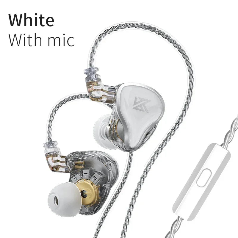 16-Driver HiFi In-Ear Monitors with Bass Focus by Tidesmit Silver white Mic Tidesmit