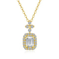 Zircon Emerald Cut Pendant 18K Gold Plated 925 Silver Link Chain Necklace-Wedding Gift