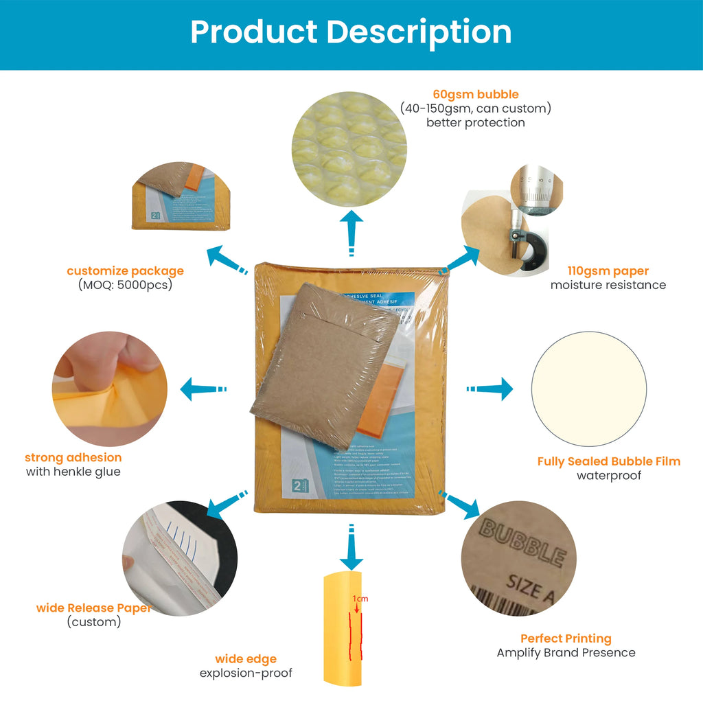 Brown kraft bubble mailer with protective bubble lining and sealed edges