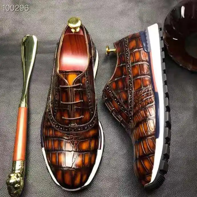 High Quality Elegant Men Shoes Sneakers Luxury Genuine Crocodile Leather Men Walking Shoes Goodyear Custom Business Mens Shoes