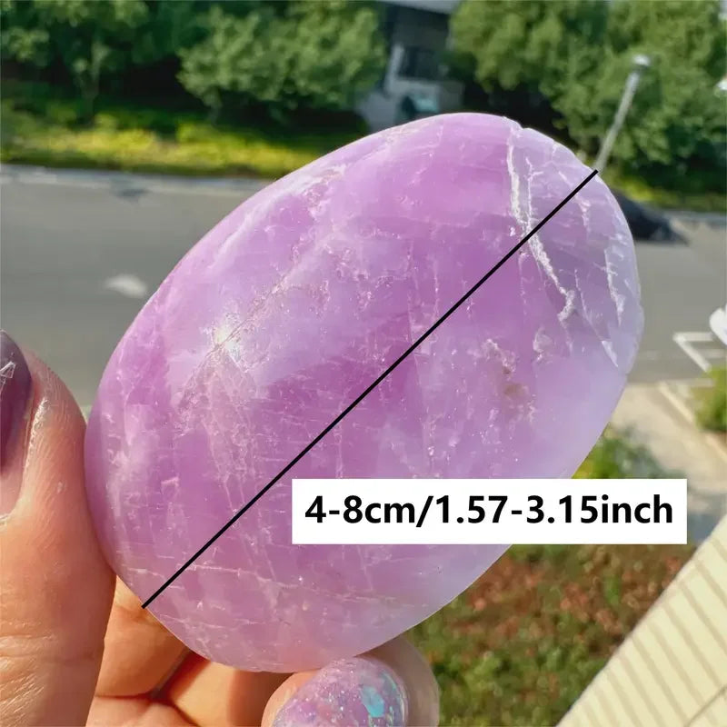 1pc Natural Shiny Purple Kunzite Palm Stone - Rare for Home Decor, Holiday Gift, Meditation &, Polished with Smooth Edges