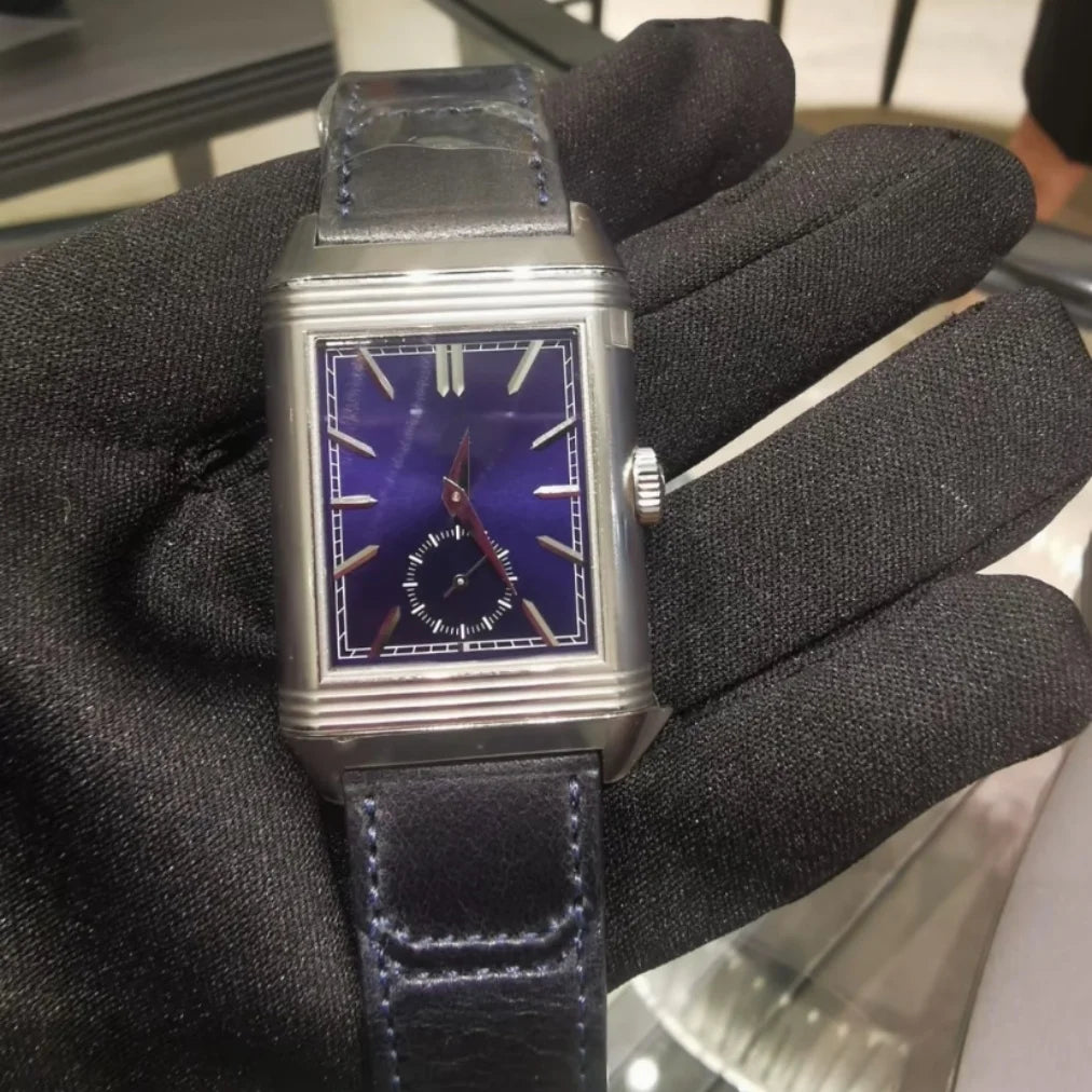 Reverso Luxury Diver Rectangular Dual-Face Flip Dual Time Mechanical Watch 45-Hour Power Reserve 20mm Analog Coin European