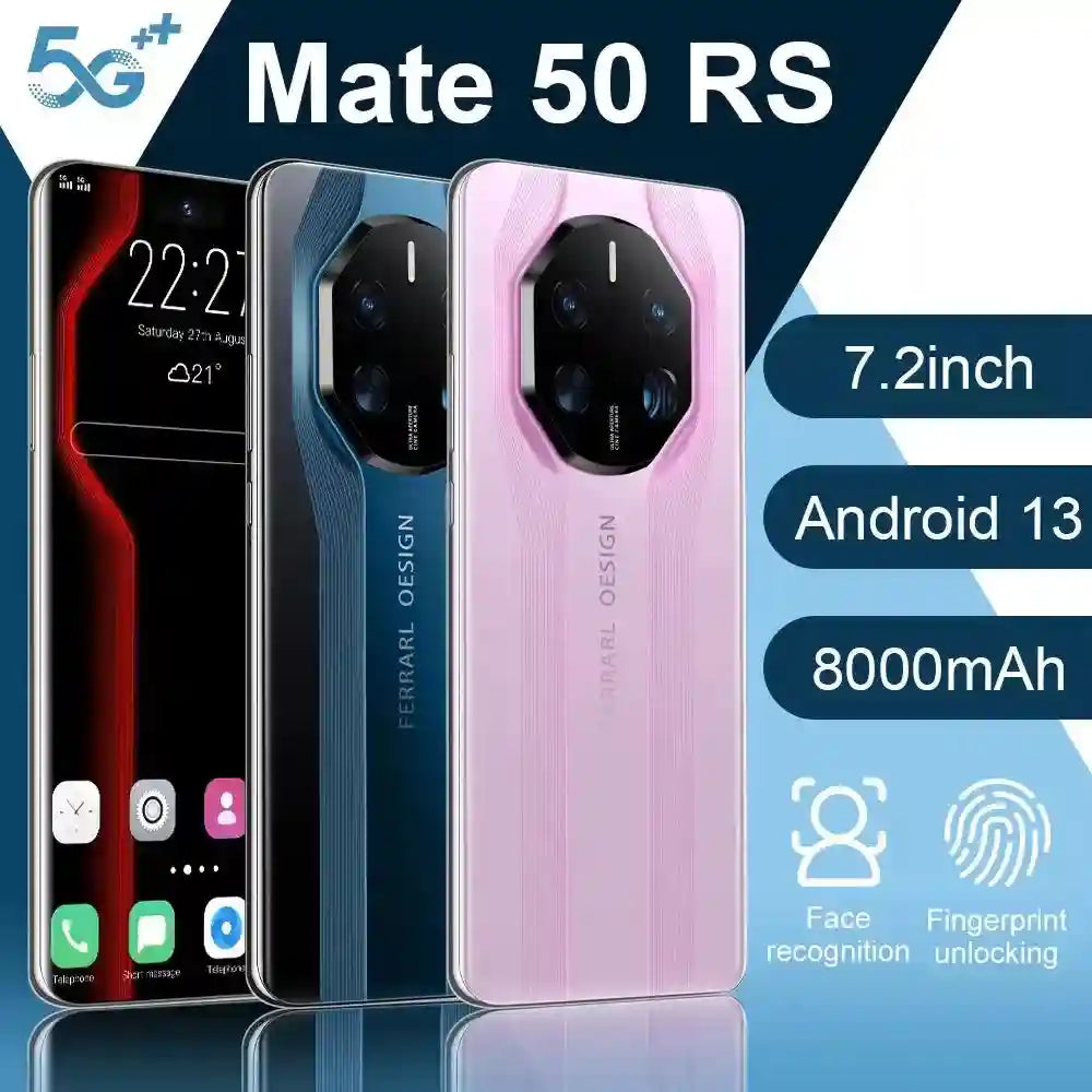 2022 Hot Selling Mate 40 Pro+ Mate 50 12GB+512GB 7.3 Inch Full Display Deca Core CPU Android 10.0 Mobile Cell Smart Phone 3G 4G Tidesmit