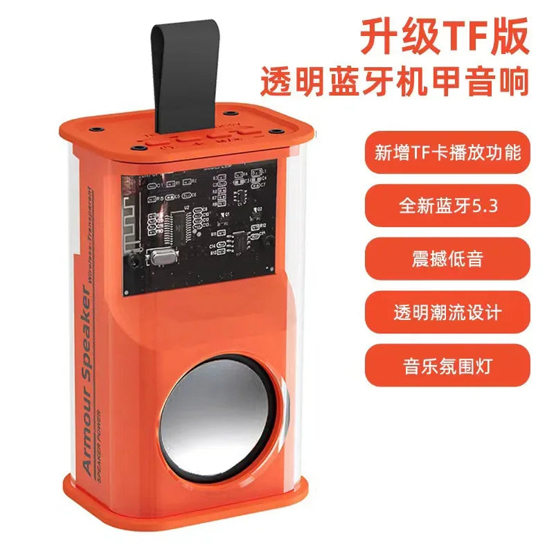 Mecha Portable Bluetooth Speaker with 360 Sound and RGB Light Orange My Store