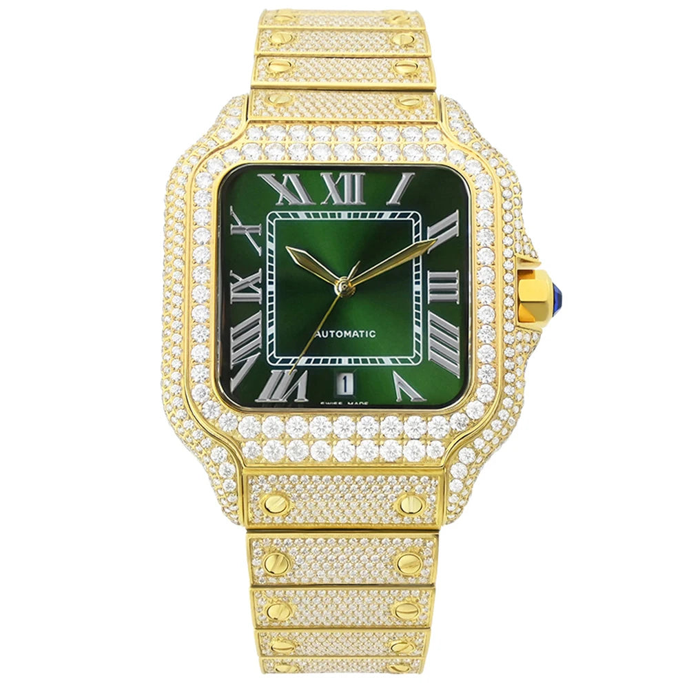 Reloj Full Diamond Jewelry Hip Hop Iced Out Automatic Watches Gold Luxury Men Mechanical VVS Moissanite Watch