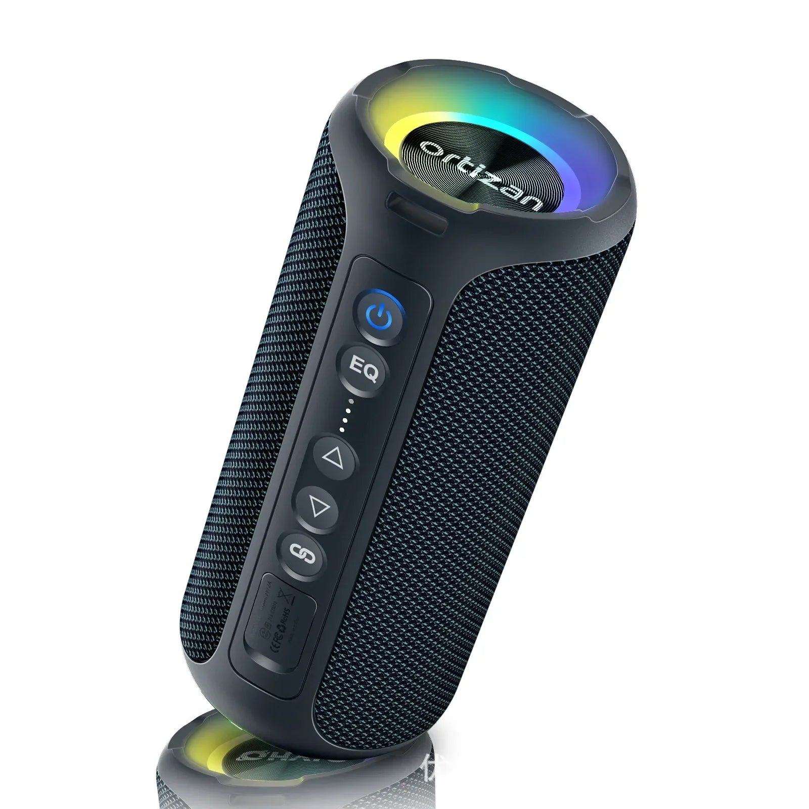 Portable Bluetooth Speaker with RGB LED and TWS Subwoofer - Black Blue My Store