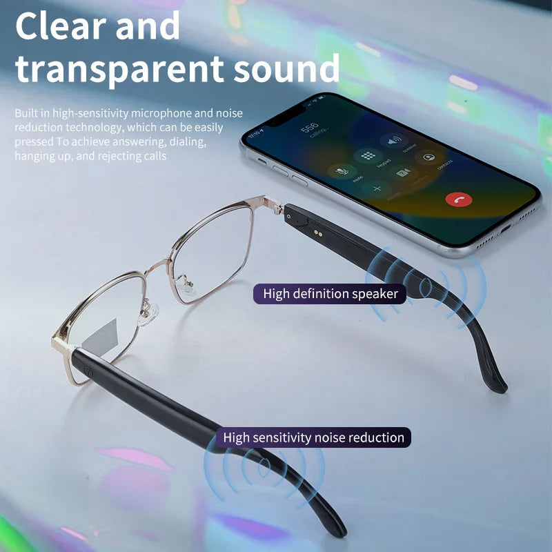 2026 New GT30 Smart for 5.3 Glasses Metal Spring Hinge Auto On/Off AI Voice Assistant Polarized UV400 Anti-Blue Light