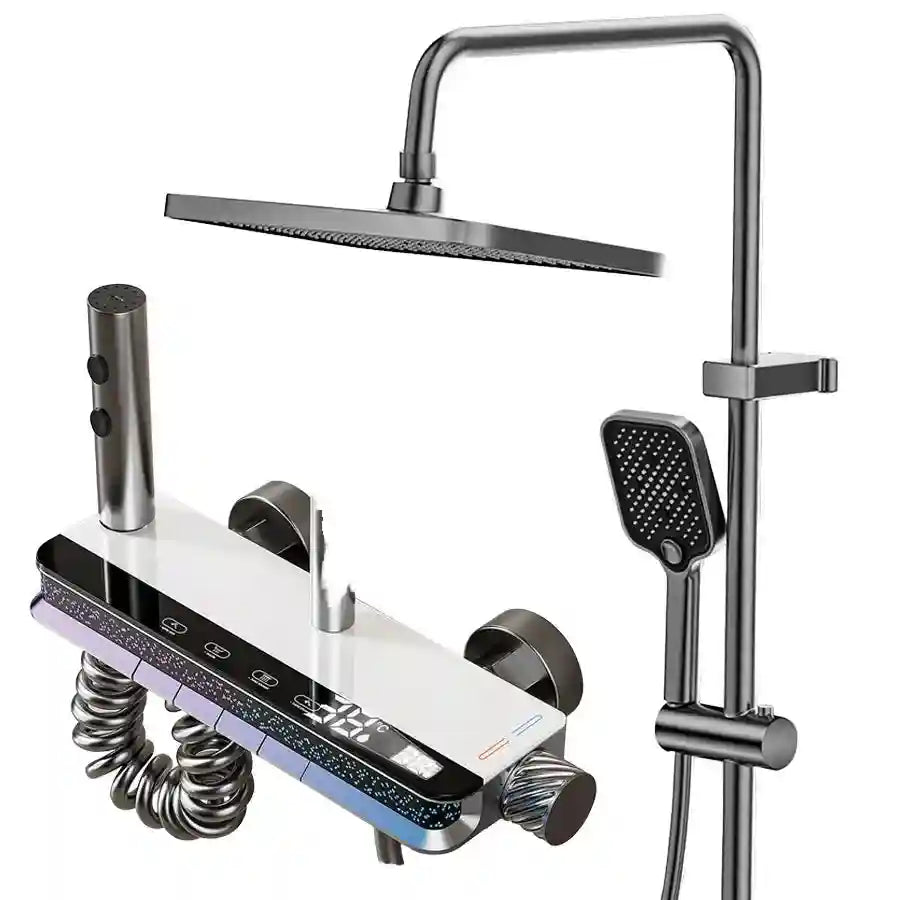 Tidesmit Digital Shower System with LED Temp Display - White Wall Mount Tidesmit