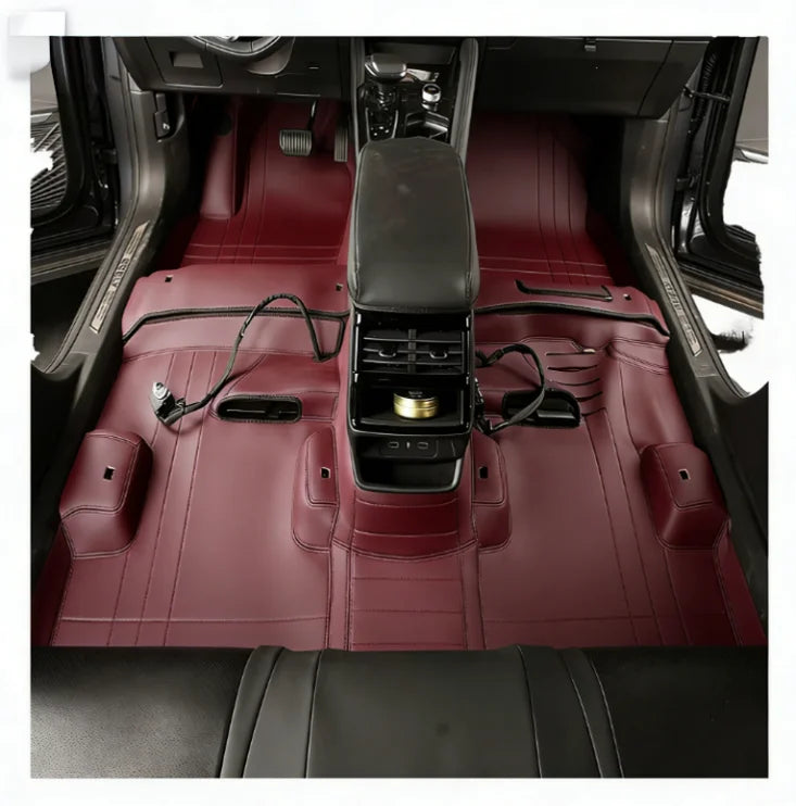 Luxury Custom Waterproof 20mm Thick Full Enclosure Car Floor Mats Seamless Leather Carpet Mats High-end Auto Interior Fittings