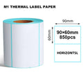 Thermal label paper roll with 90x60mm, 850 labels, white printing area