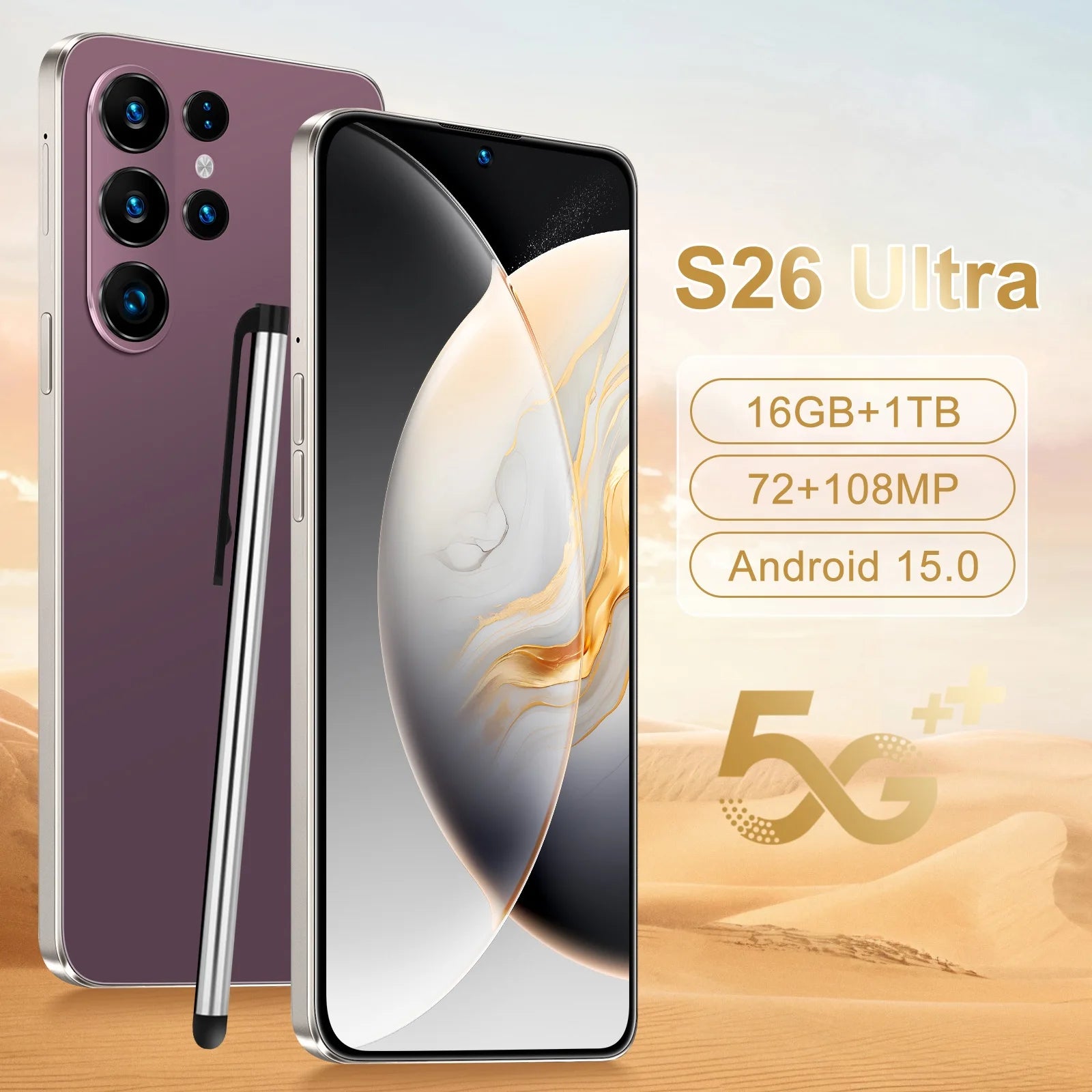 S26 Ultra 5G Smartphone: 7.3" OLED, 16GB RAM, 1TB Storage Red 16g 1TB Tidesmit