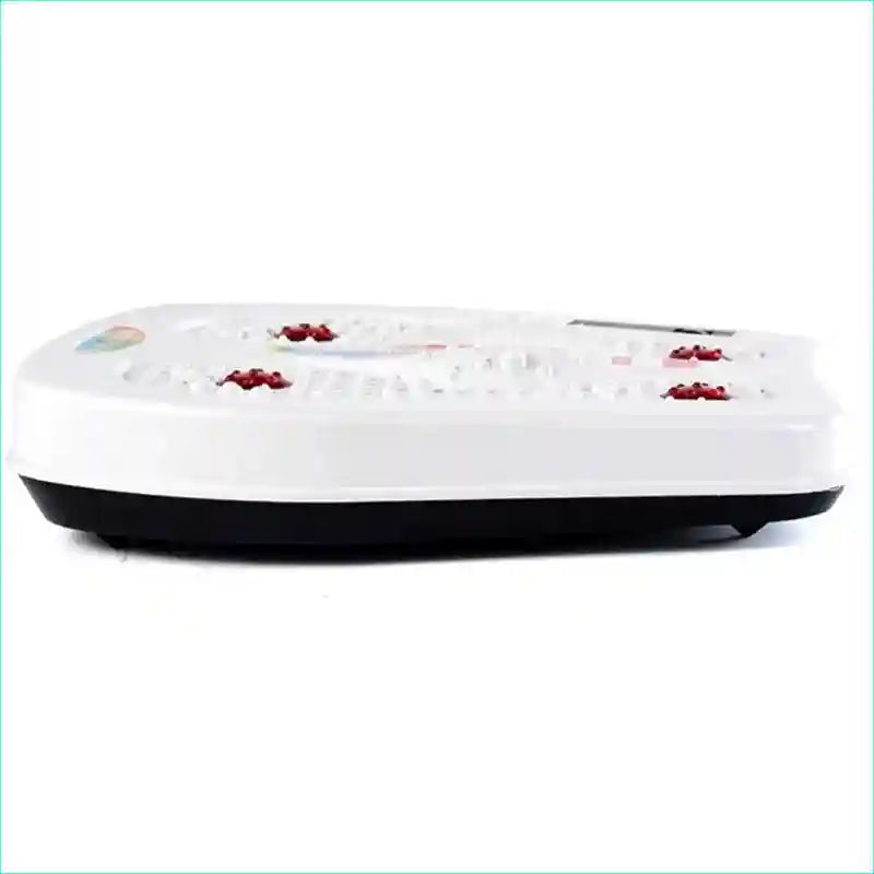 White electric vibrating foot massager with infrared heating, magnetic nodes, and reflexology surface for circulation.