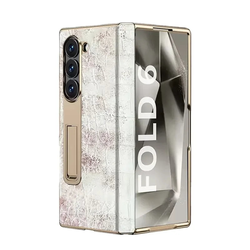 Samsung Galaxy Z Fold 6 Crocodile Leather Case with Screen Protector Tidesmit