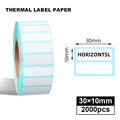 Thermal label roll with blank labels sized 30x10mm, 2000 pcs