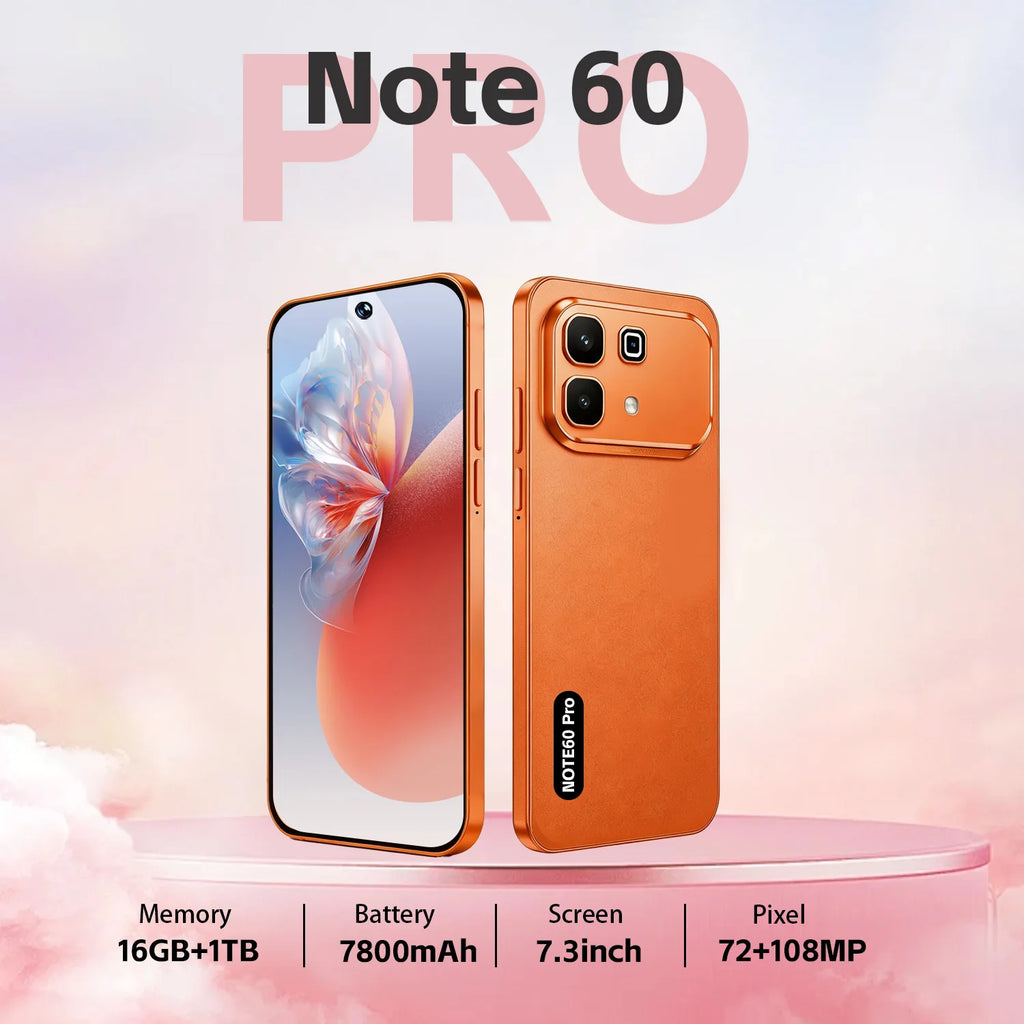 Note 60 Pro 5G smartphone showing side profile with 108MP camera and long standby 7800mAh battery design