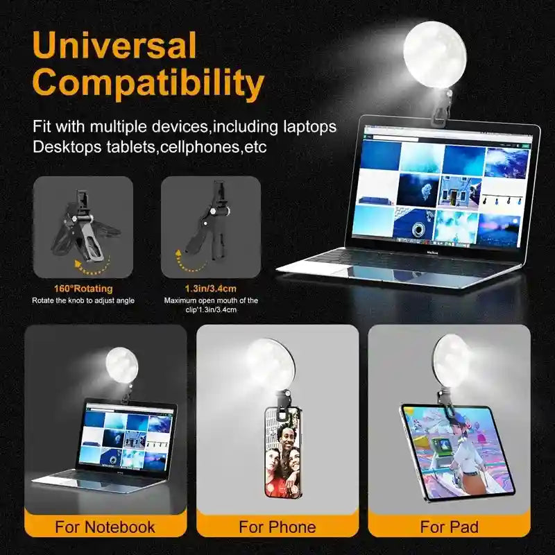 Portable LED Ring Light for Laptop Video Calls - C+SL101 White Tidesmit