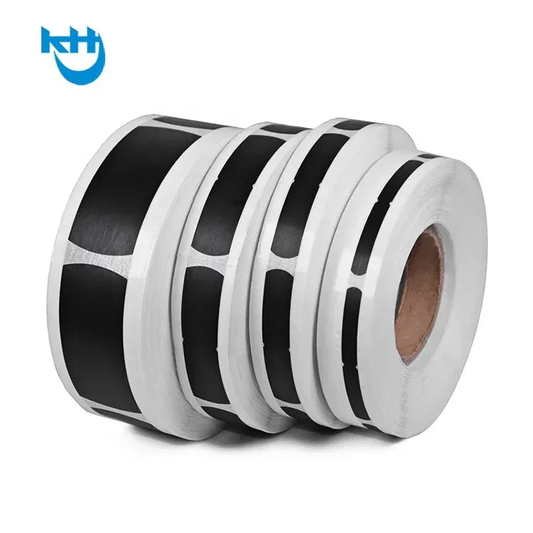 Black and white splice tape roll on a clear liner, 8mm width