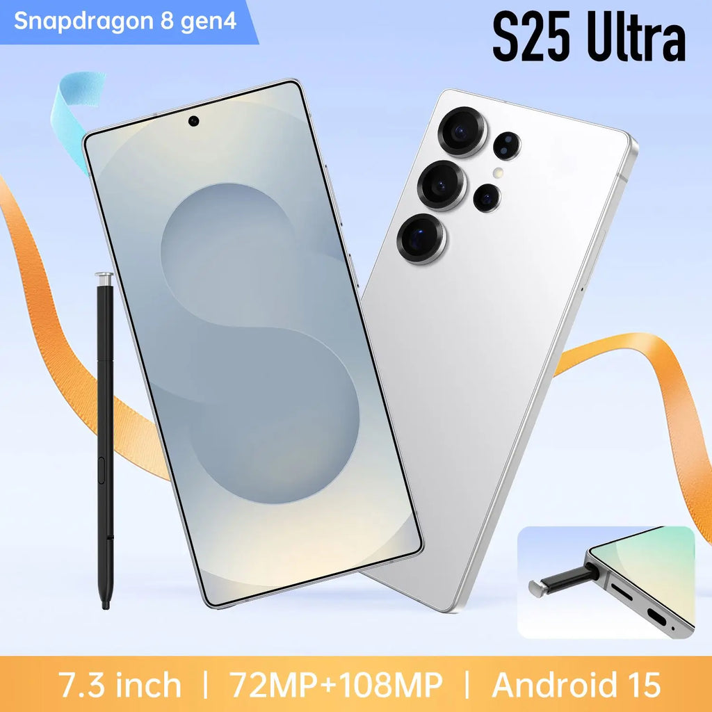 2025 New Arrival Hot S25 Ultra 5G Smartphone S24 Ultra Global Version 4K LED Smart Multilingual LTE Cellular 108MP Rear