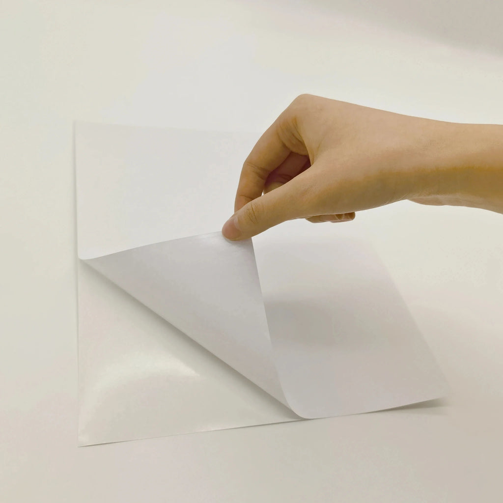 White self-adhesive A4 label sheet, peel-back shown