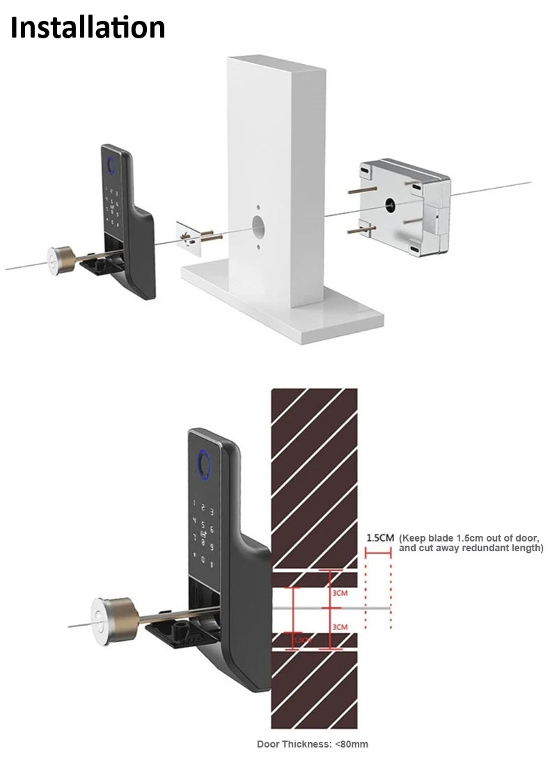 Waterproof Tuya Smart Lock Wifi Double Side Fingerprint Lock Outdoor Gate Digital Password Remote App Home Electronic Rim Lock