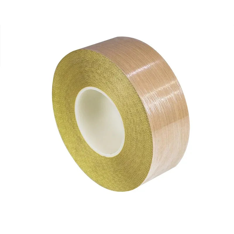 Round brown tape roll with tape edge and off-white inner core