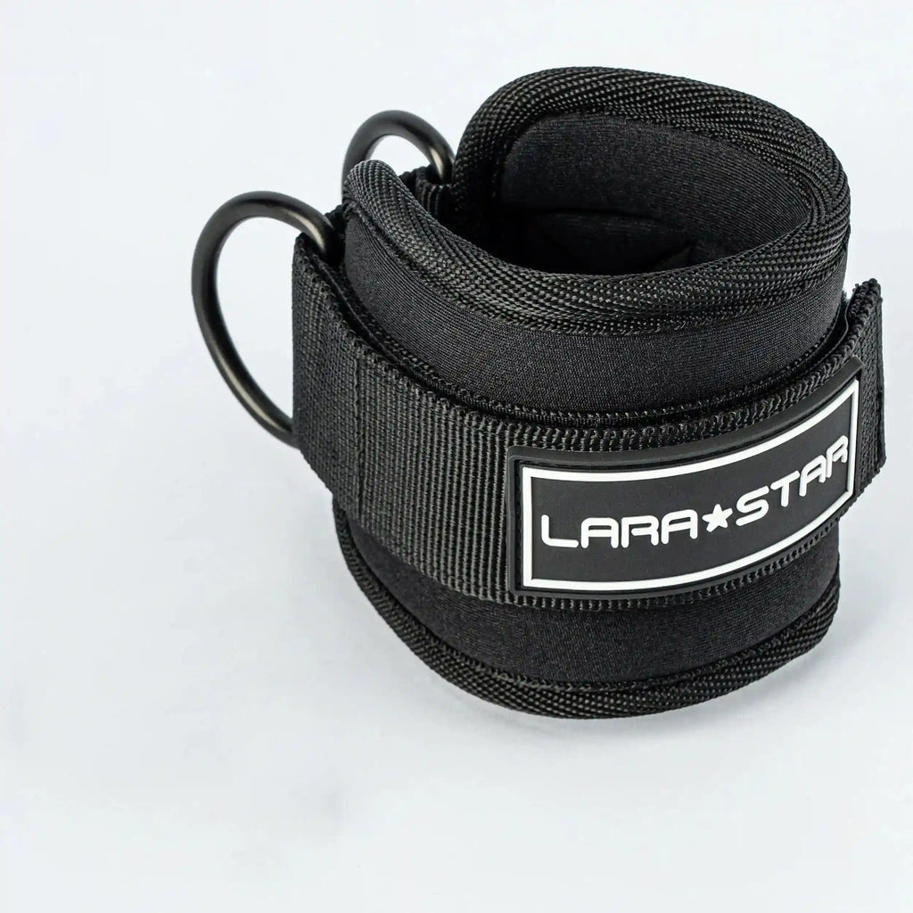 Gym Ankle Straps for Cable Machines - Padded Neoprene by Tidesmit Black One Size Tidesmit