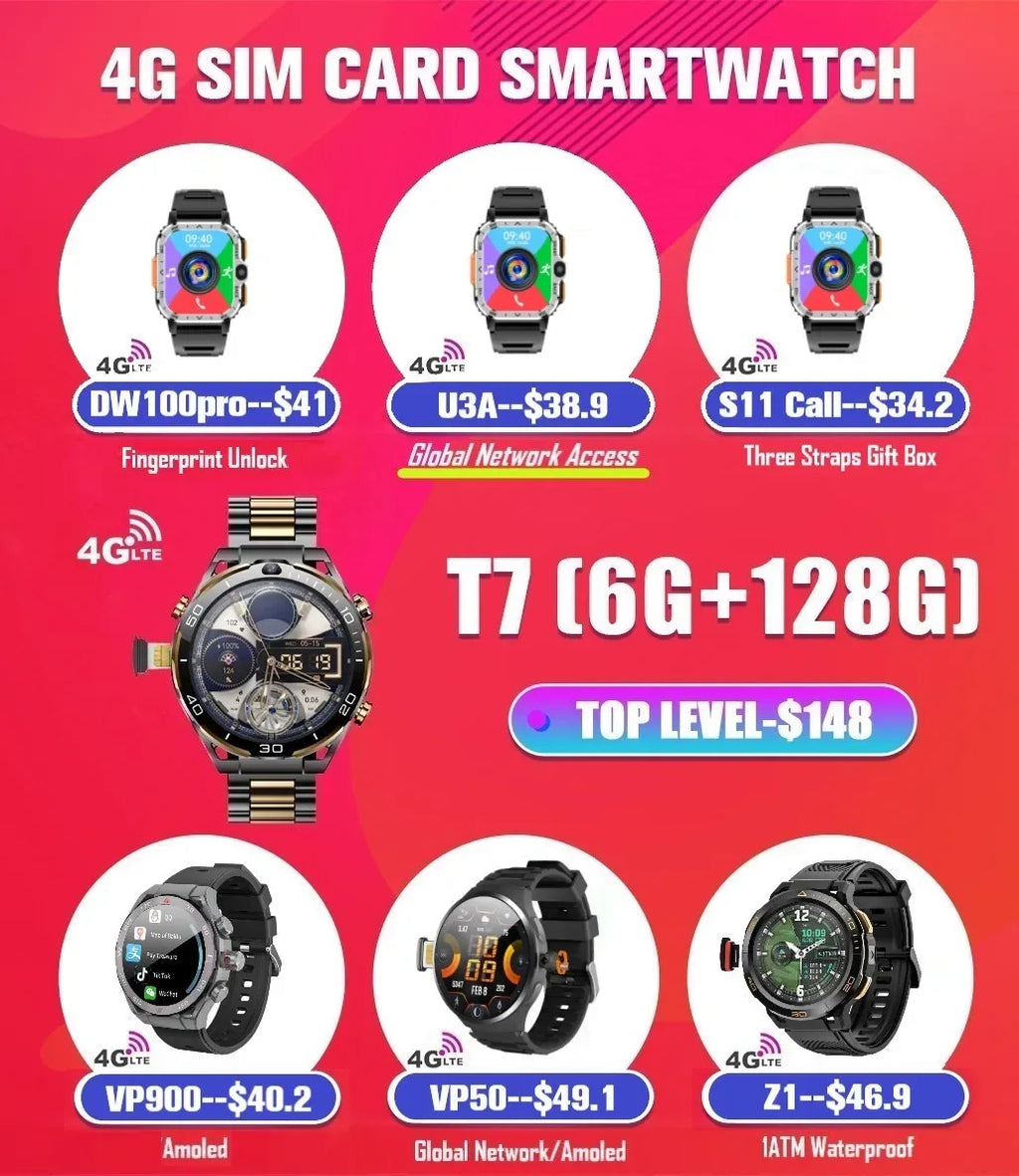 4G Smartwatch with SIM Support - Android Fitness Tracker U3A (2GB/16GB) My Store