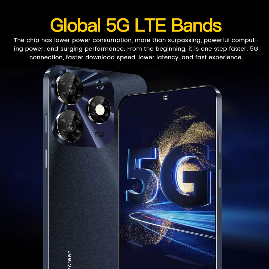 Tidesmit 7.3-inch 5G Android smartphone with dual SIM slots for global connectivity and factory direct pricing.