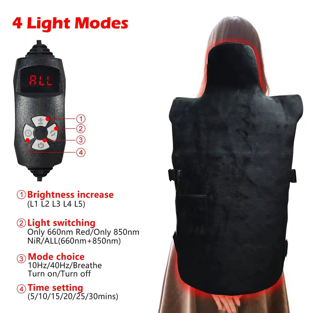Red Light Therapy Vest - 660nm/850nm Back Muscle Relief Wrap Back Massage Instrument Tidesmit