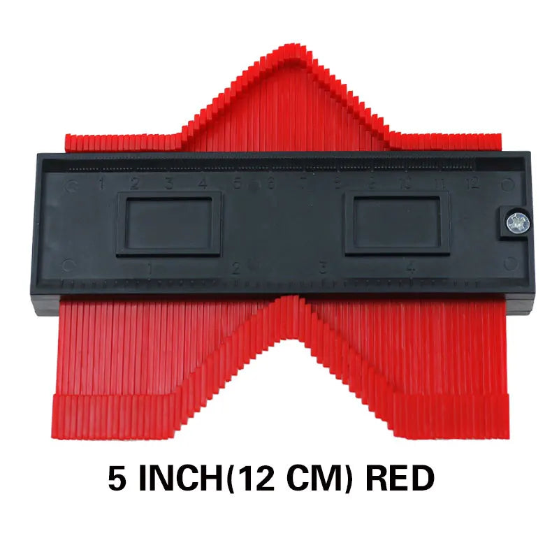 5 inch red contour gauge duplicator with black measuring plate and ribbed red pads