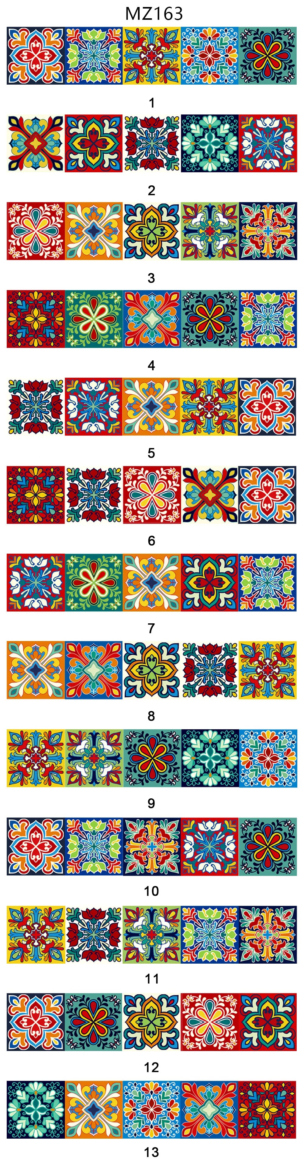Colorful Pattern Ceramic Tiles Wall Sticker Tables Bathroom Kitchen Home Decor Wall Decals Waterproof Peel & Stick PVC Art Mural