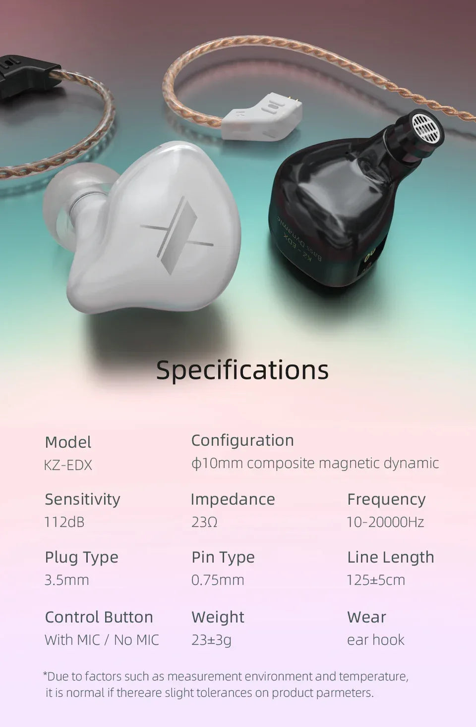 HiFi Wired In-Ear Monitor with Microphone by Tidesmit - EDX Series Tidesmit