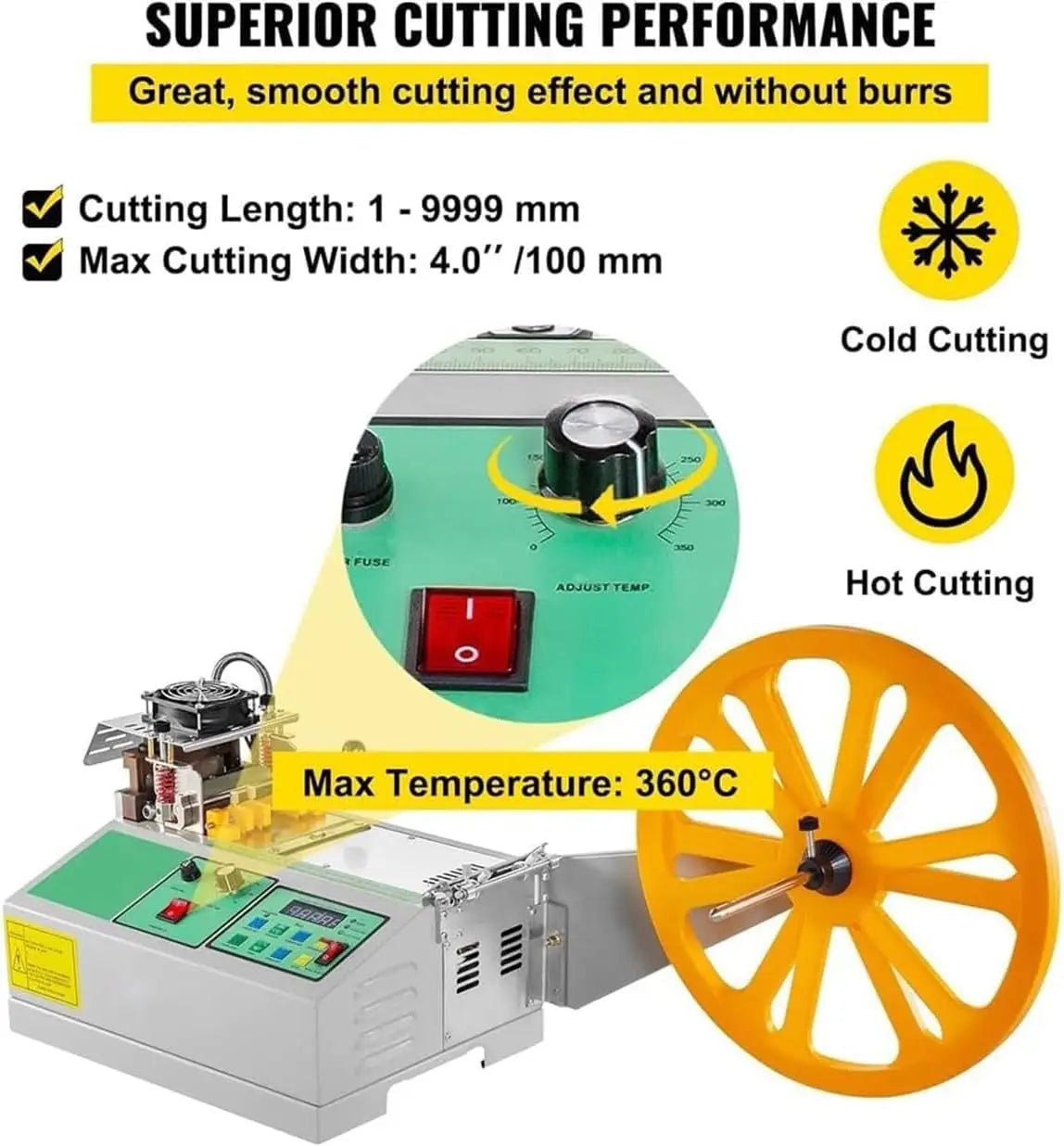 988 Automatic Hot and Cold Tape Cutter Textile Ribbon Strip Cutter for Cutting Knitwear Leather Ribbon Webbing Cutting Machine