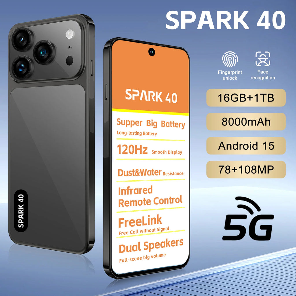 SPARK 40 5G unlocked smartphone with 78MP and 108MP dual cameras and massive 8000mAh battery, gallery view 6