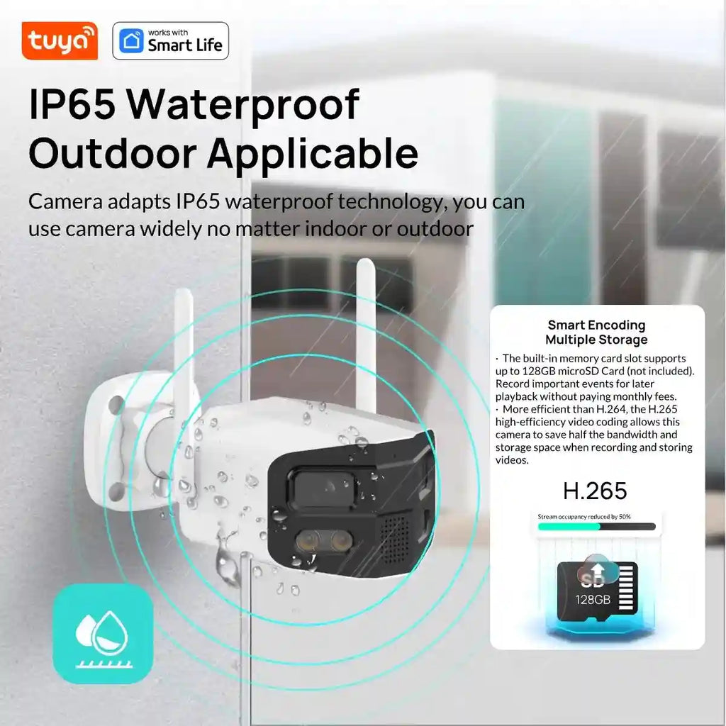 4MP Dual-Lens WiFi Security Camera - 180° Panoramic Home Monitoring Tidesmit