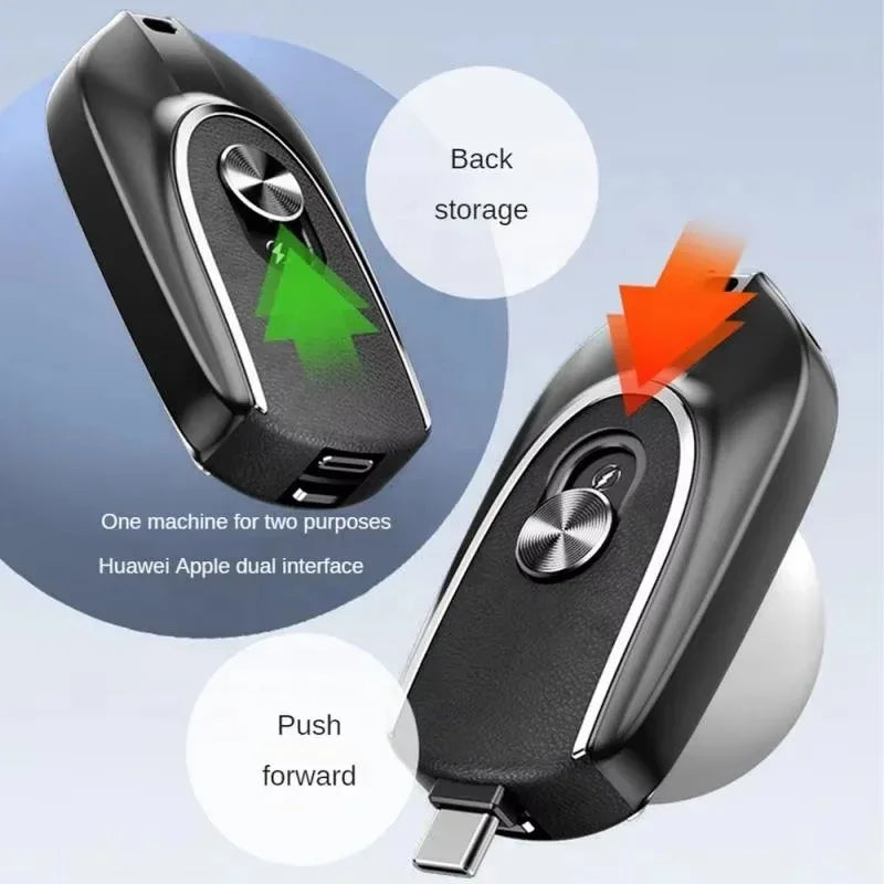 Portable Charger Keychain 1200mAh - Fast Charging for iPhone & USB-C Tidesmit