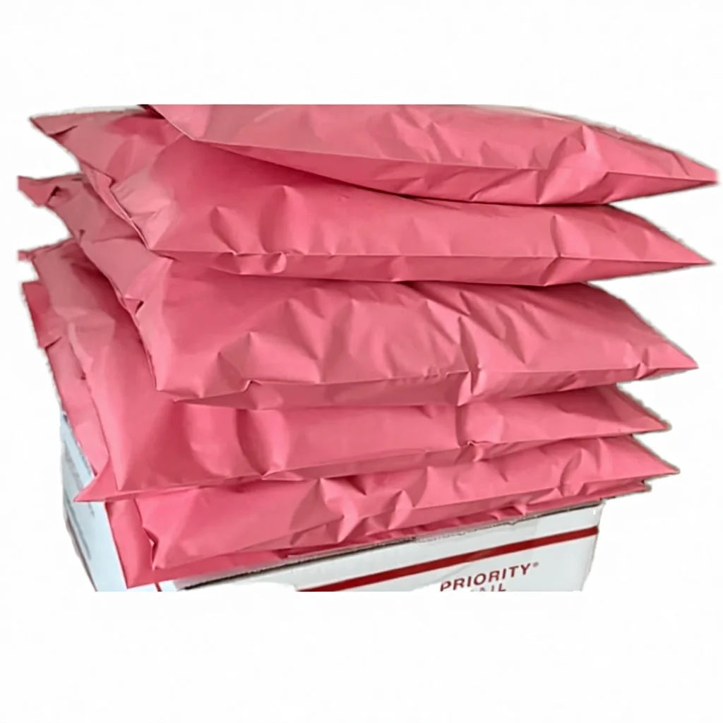 100 Piece 10x13 Inch Pink Courier Bag Thick Durable Poly 2 Mil Self-Sealing Shipping Bag 2-Day 5-Day Delivery Strong Apparel
