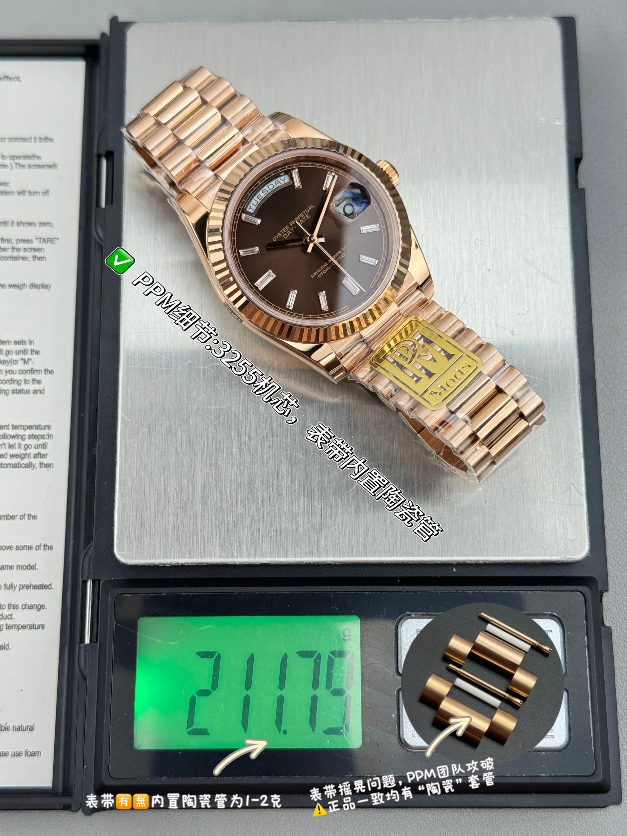 Super Quality Waterproof Mechanical Watch 41mm PPM Factory 904L Steel 3255 Movement 228238 Weighted 208g Green Watch President