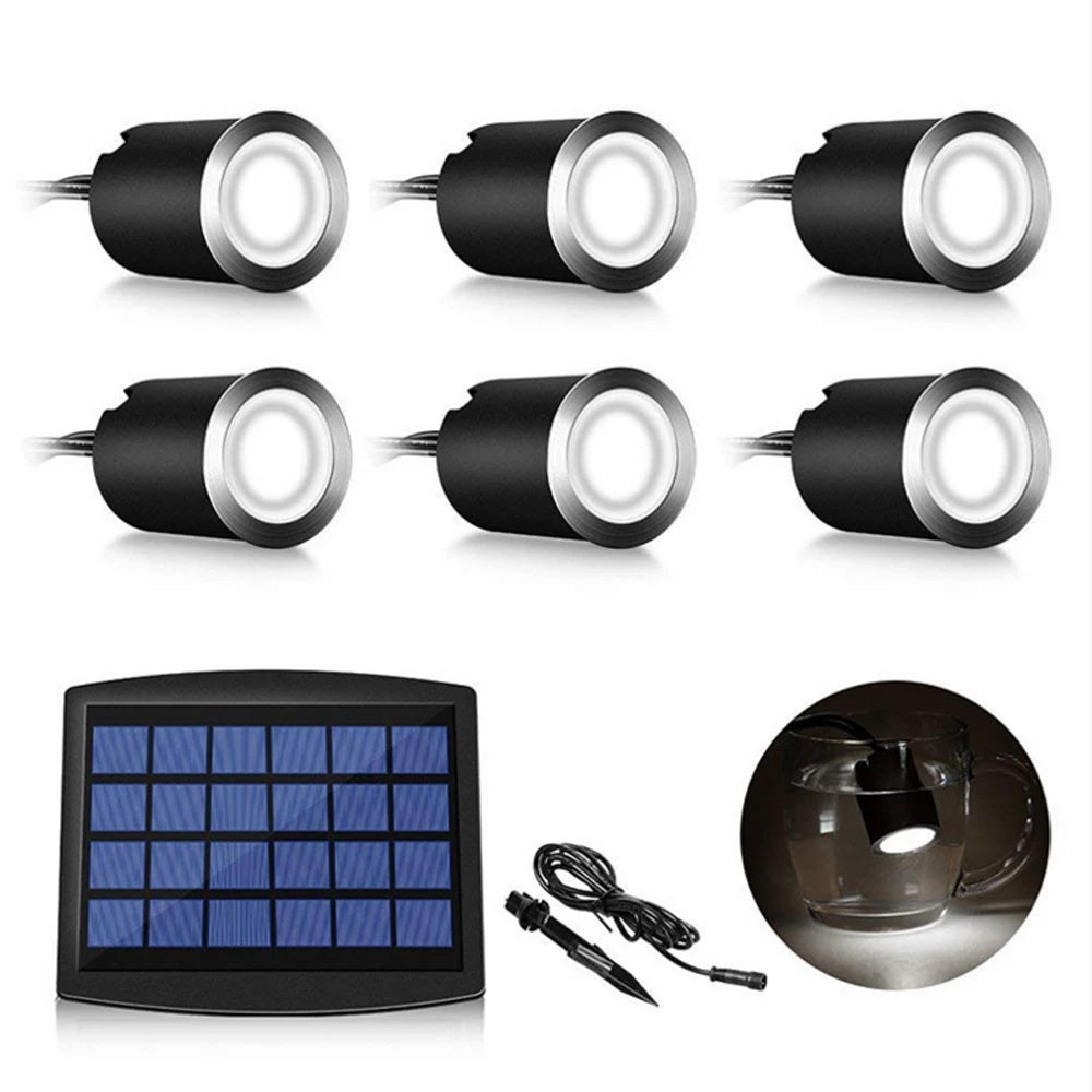 6pcs 8pcs Solar LED Deck Light Waterproof Underground Lamp Garden Buried Lamp Outside Recessed Stair Lamp Floor Wall Spotlight