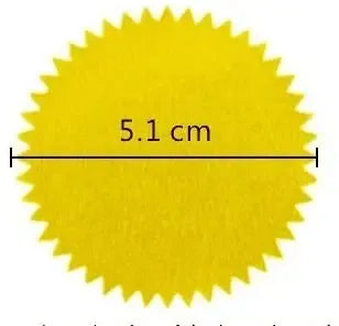 Gold foil round labels, 5.1 cm diameter with zigzag border