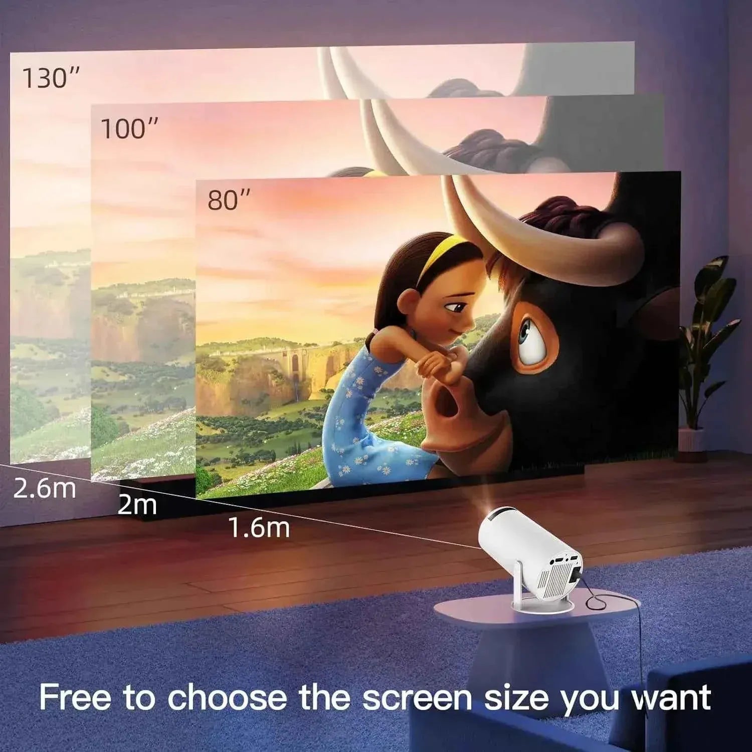 Mini 4K Android WiFi Projector: 130-Inch Portable Smart Cinema Screen My Store