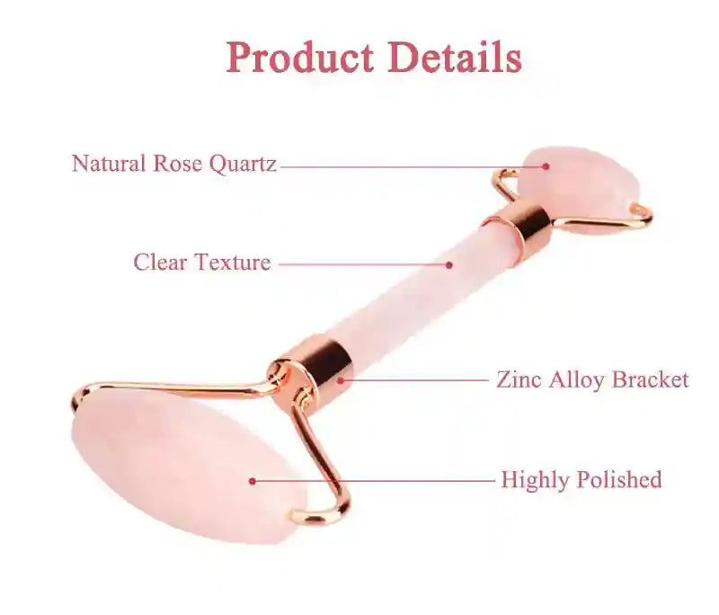 Rose Quartz Face Roller and Gua Sha Set - Premium Facial Massage Tool Massage Roller Tidesmit