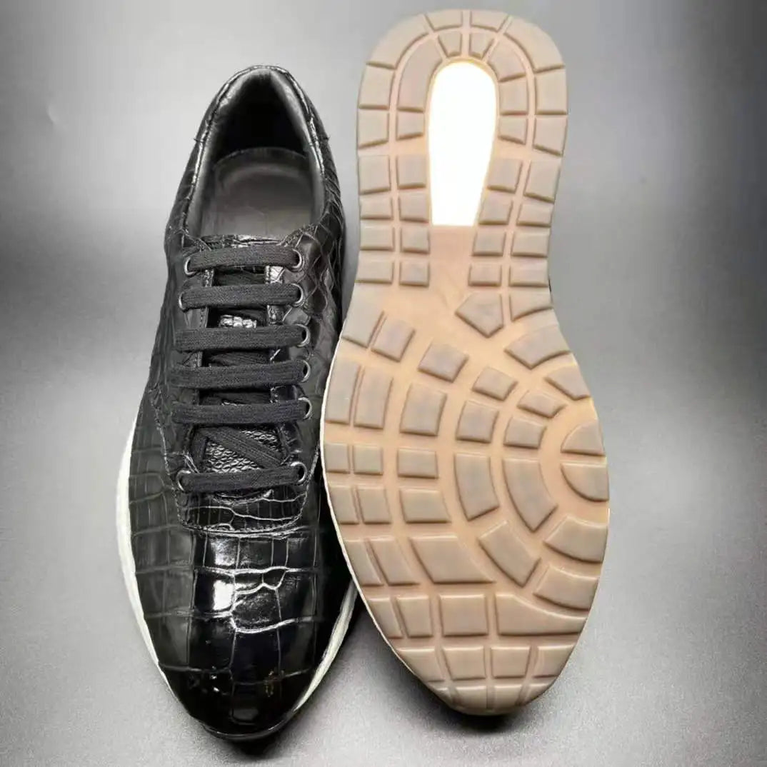 Goodyear Welt Custom Shoes Men Genuine crocodile Leather Popular Outdoor Sneakers Running alligator Skin Sports Men's Shoes